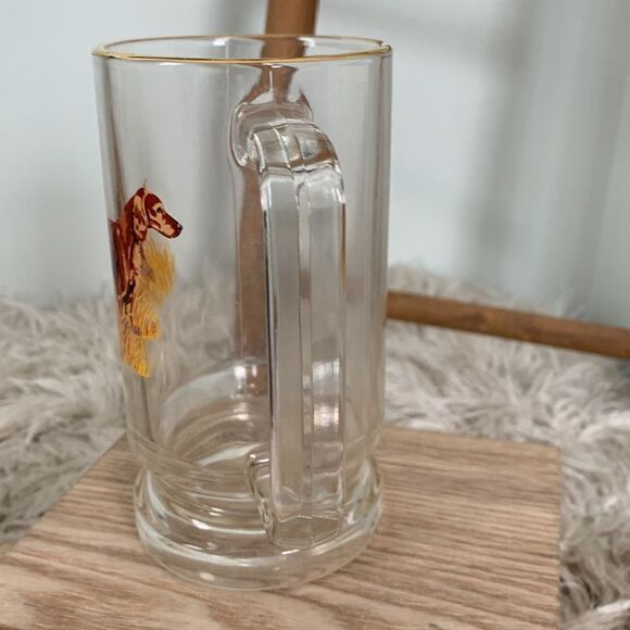 Vintage Clear Glass Beer Mug Irish Setter and Labrador Retriever - Picture 11 of 17